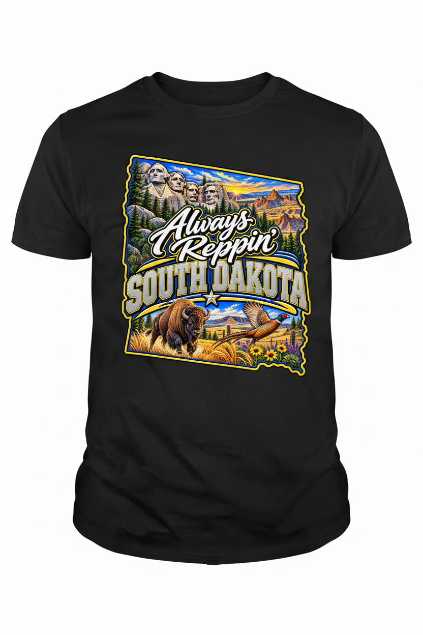 Always Reppin South Dakota T-Shirt - Black