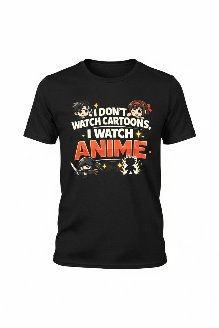 Black - I Don't Watch Cartoons I Watch Anime T-Shirt