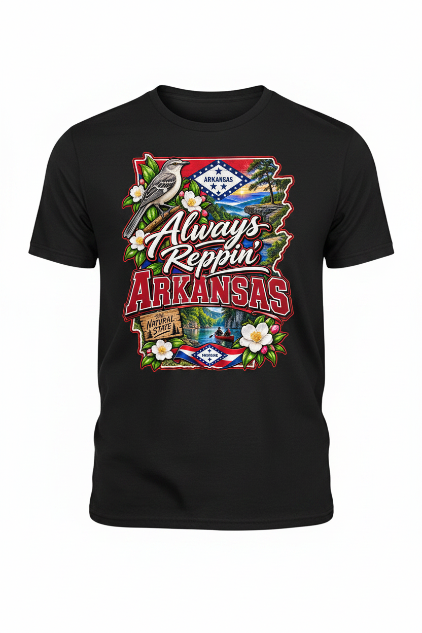 Always Reppin Arkansas T-Shirt - Black