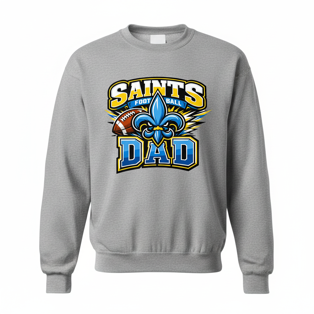 Saints Football Dad Crewneck - Gray