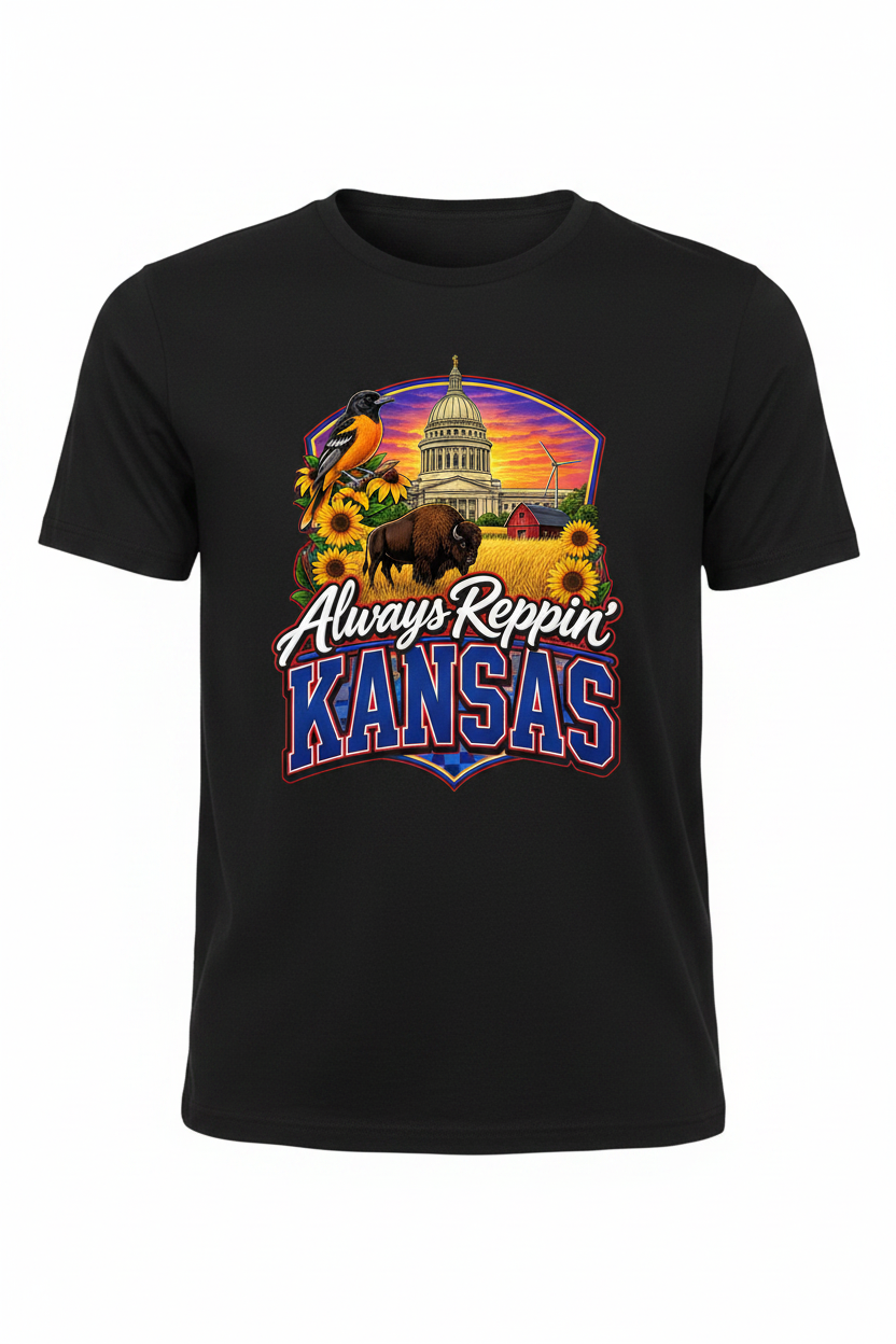 Always Reppin Kansas T-Shirt - Black