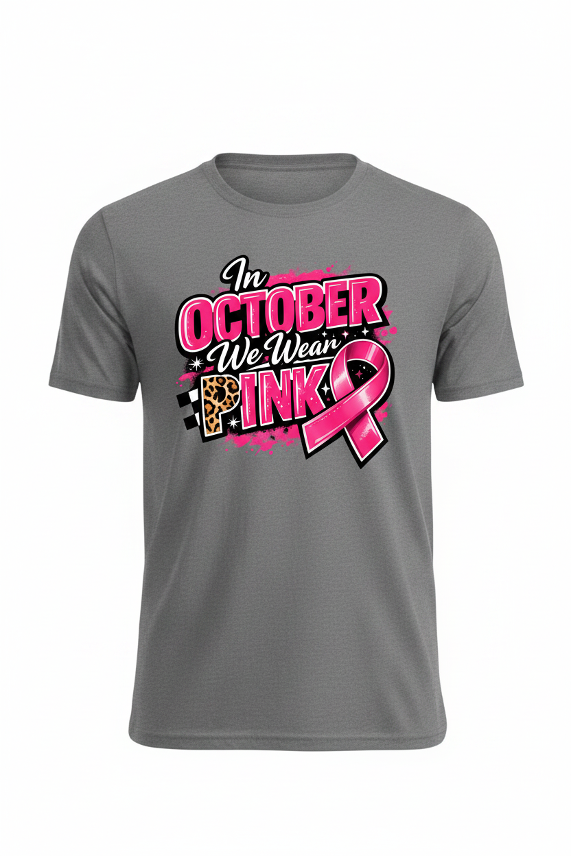 Gray - In October We Wear Pink T-Shirt