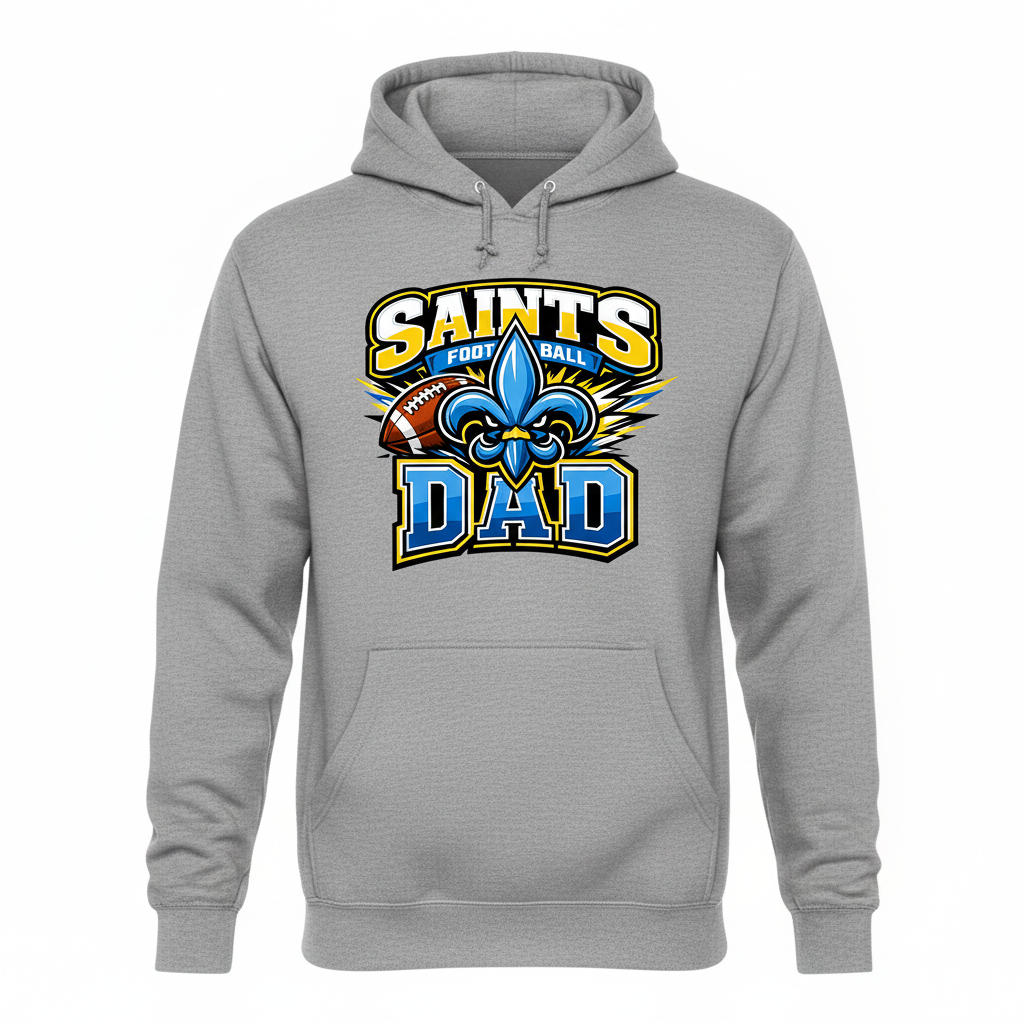 Saints Football Dad Hoodie - Gray