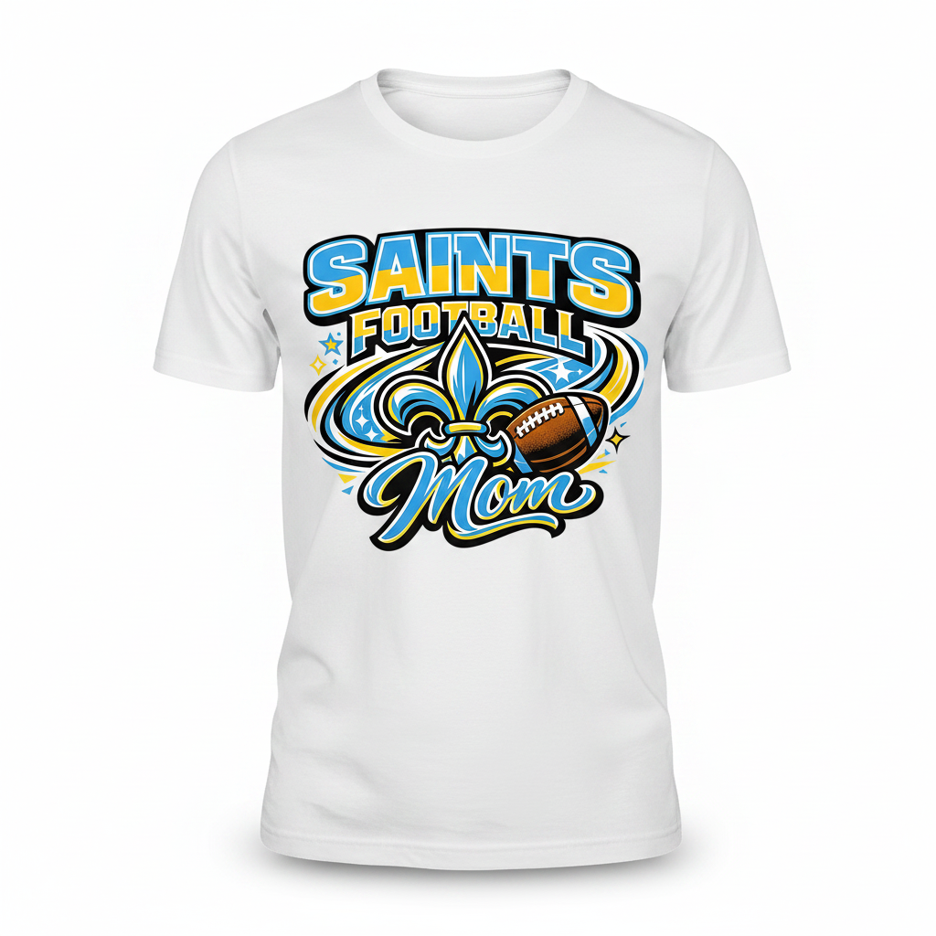 Saints Football Mom T-Shirt - White