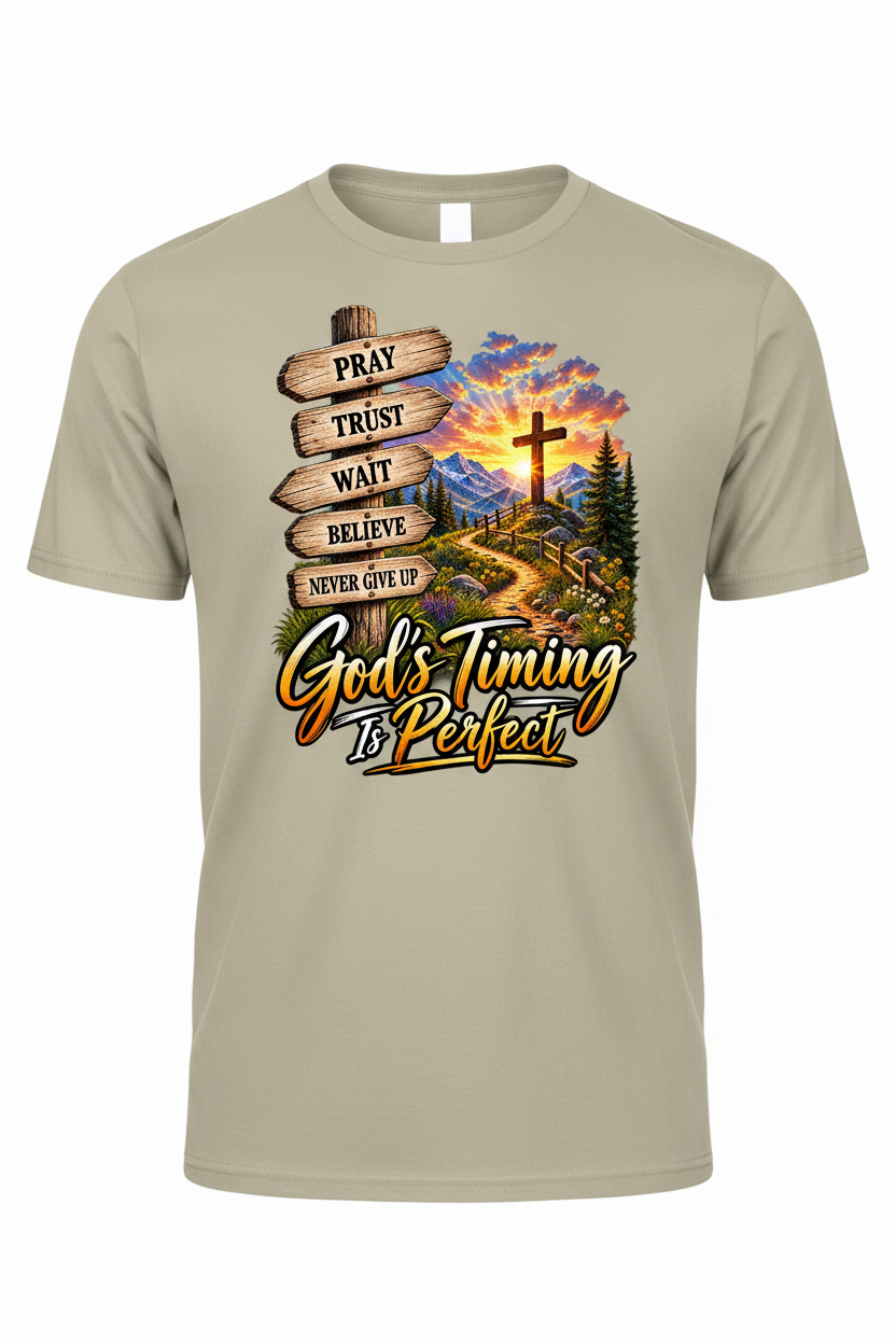 God's Timing Is Perfect T-Shirt - Tan