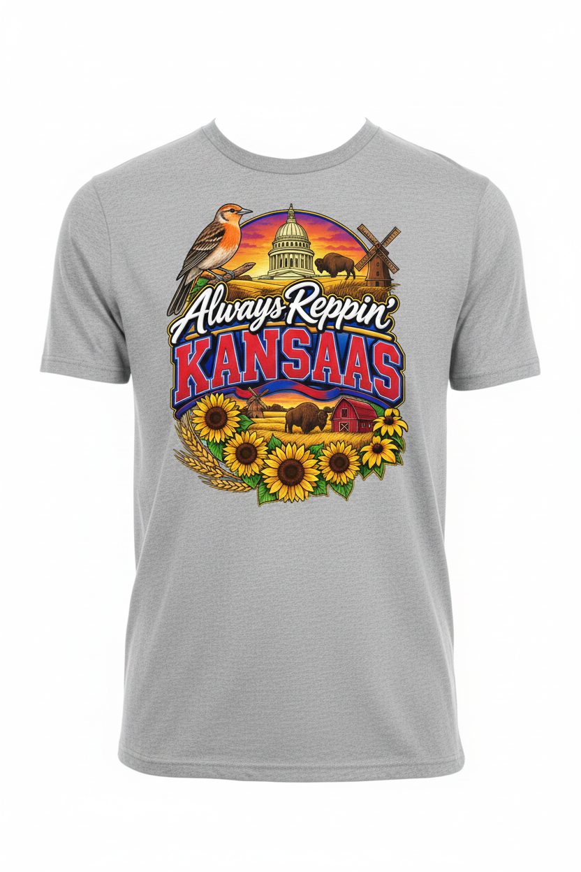 Always Reppin Kansas T-Shirt - Grey