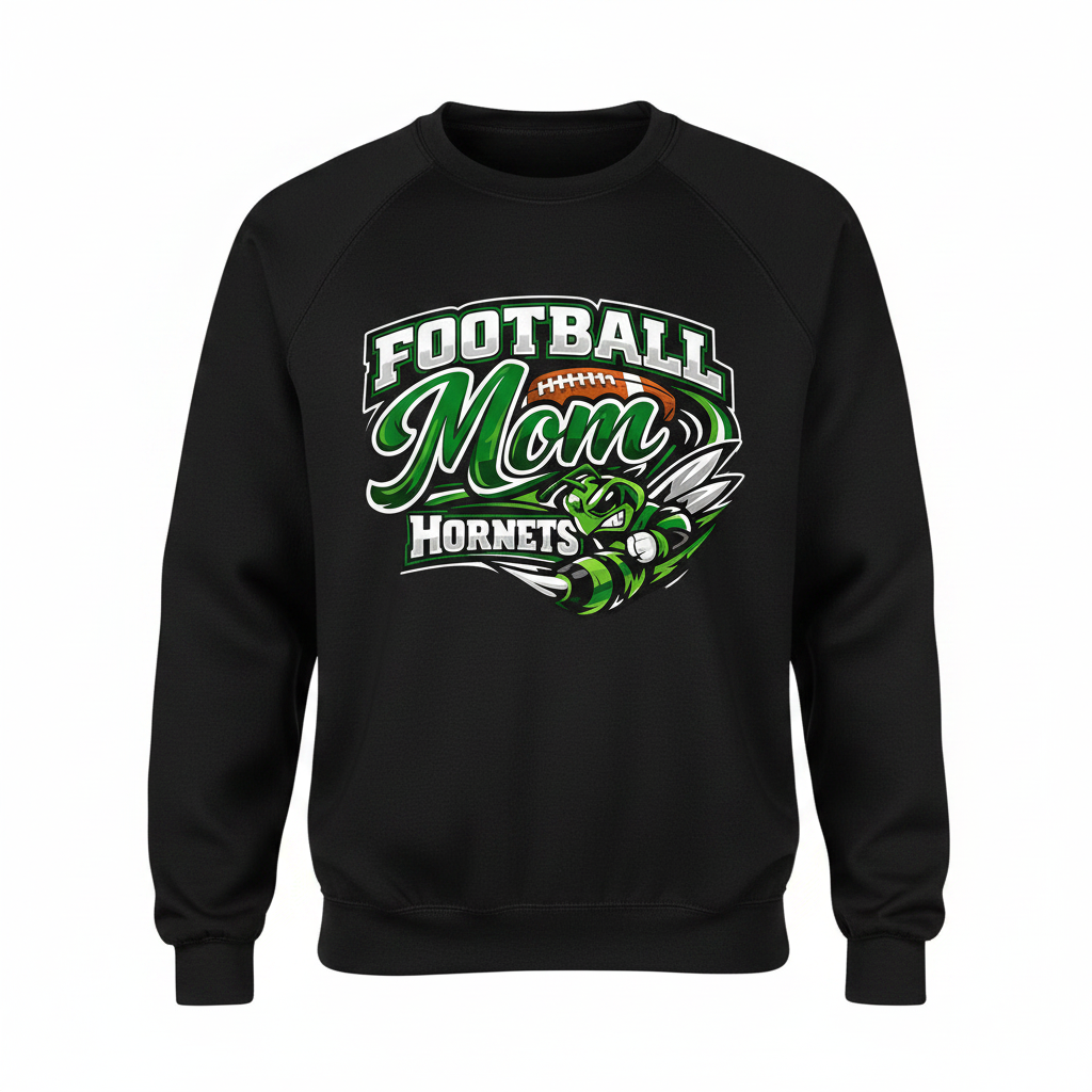 Hornets Football Mom Crewneck - Black