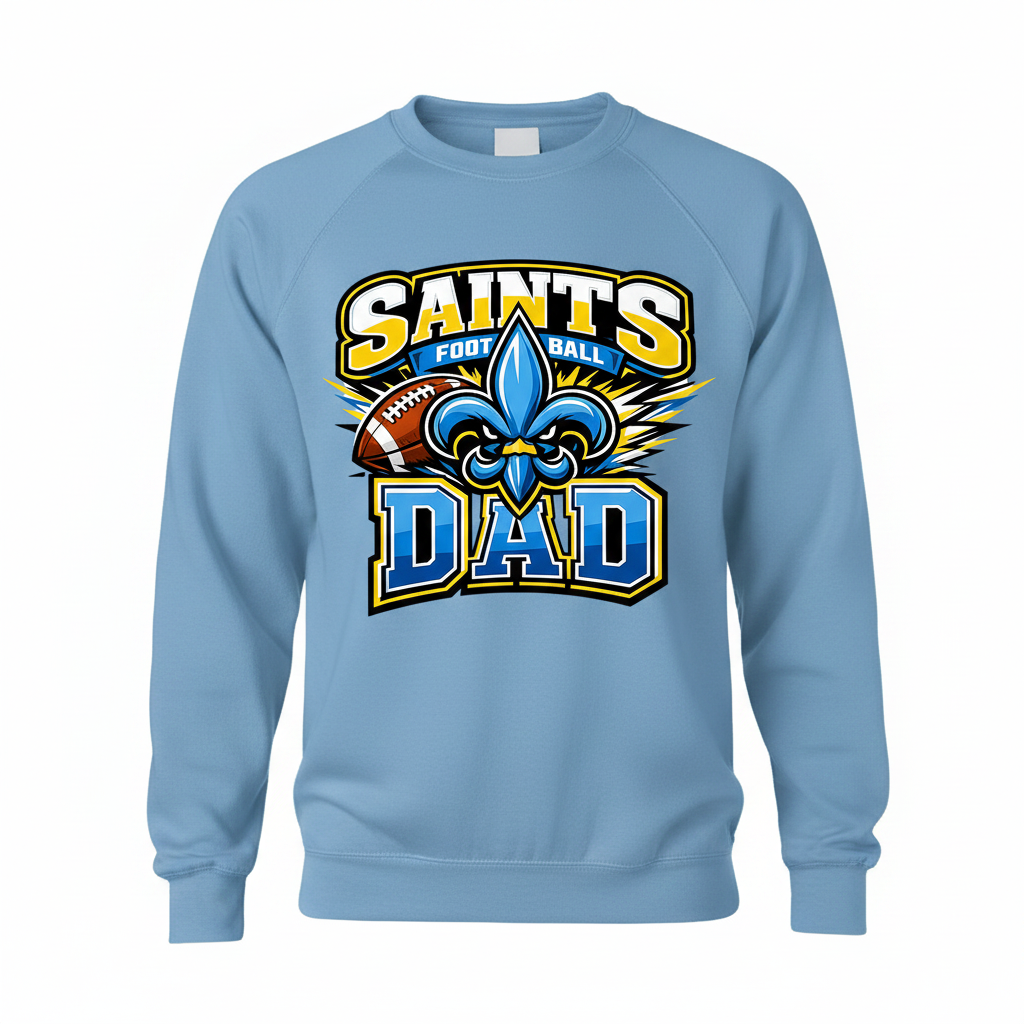 Saints Football Dad Crewneck - Light Blue