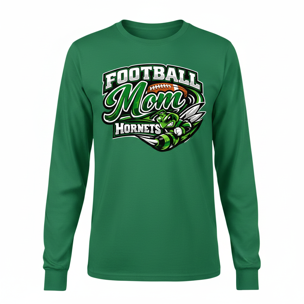 Hornets Football Mom Long Sleeve - Green
