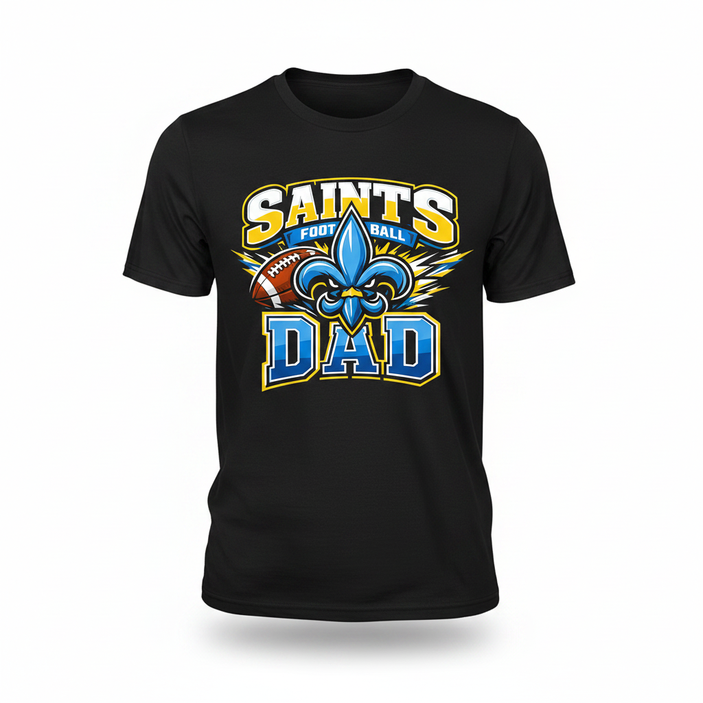 Saints Football Dad T-Shirt - Black
