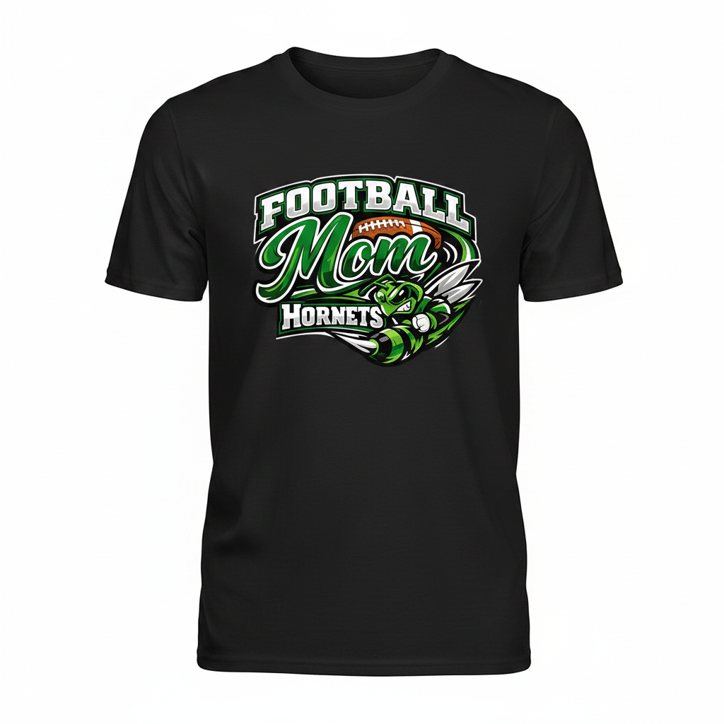 Hornets Football Mom T-Shirt - Black