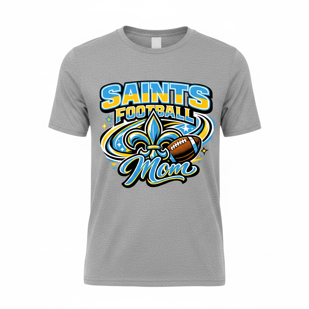 Saints Football Mom T-Shirt - Gray