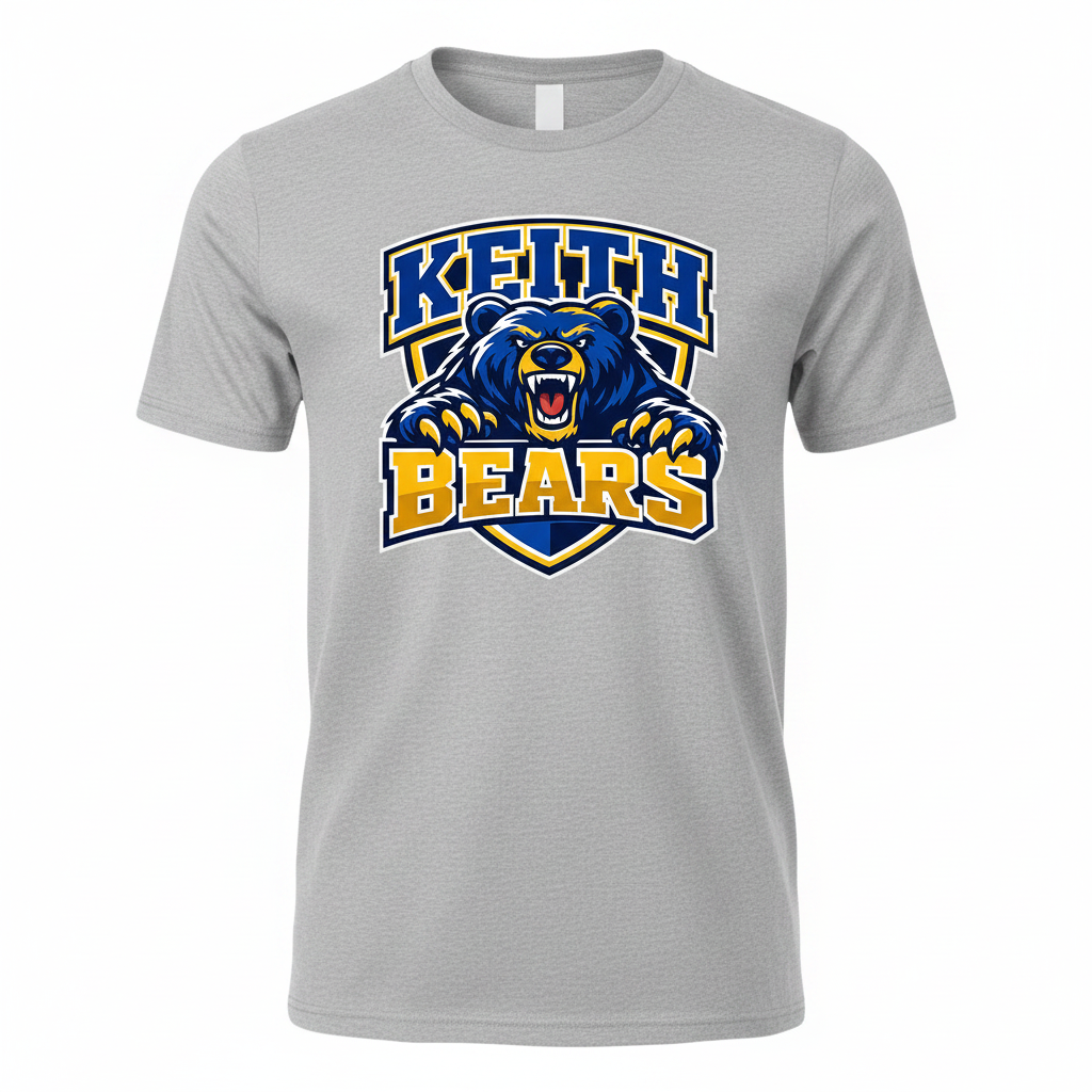 Keith Bears Custom Print T-Shirt - Gray