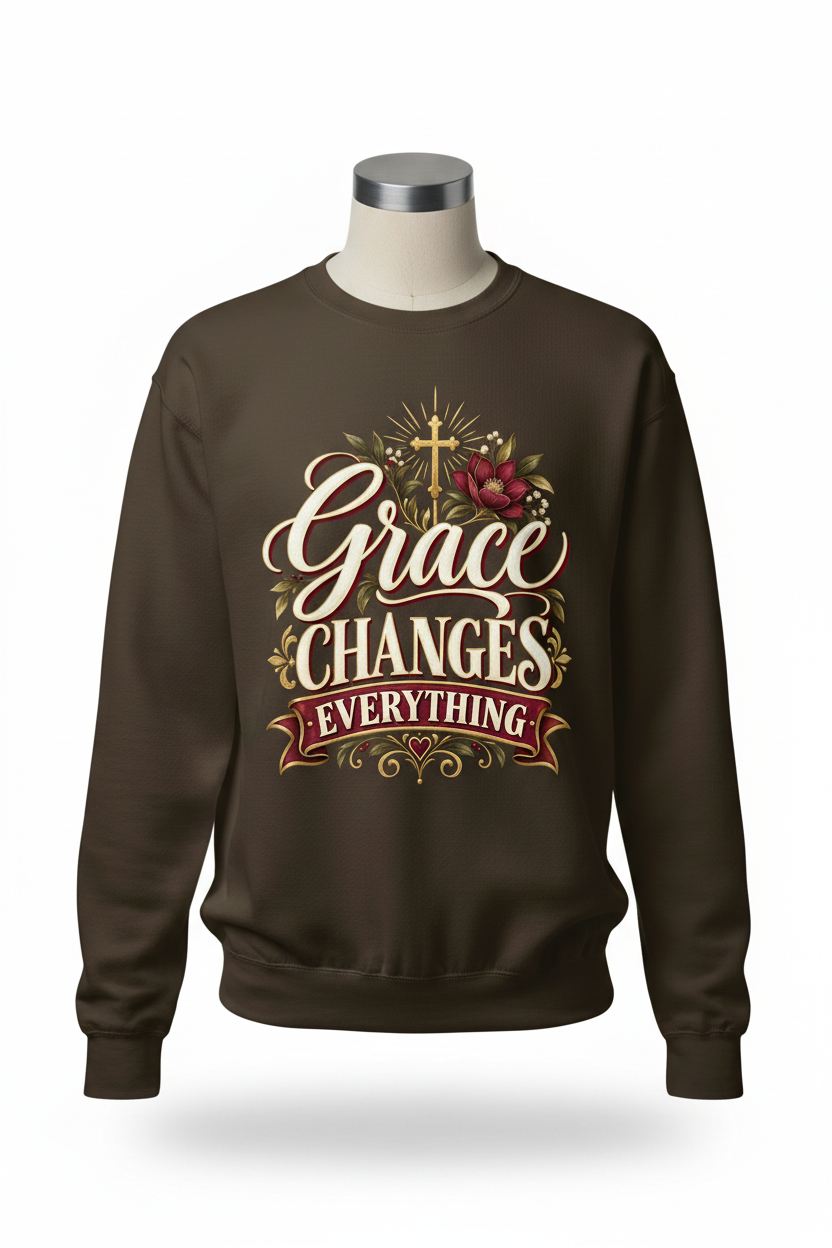 Grace Changes Everything Sweatshirt - Brown