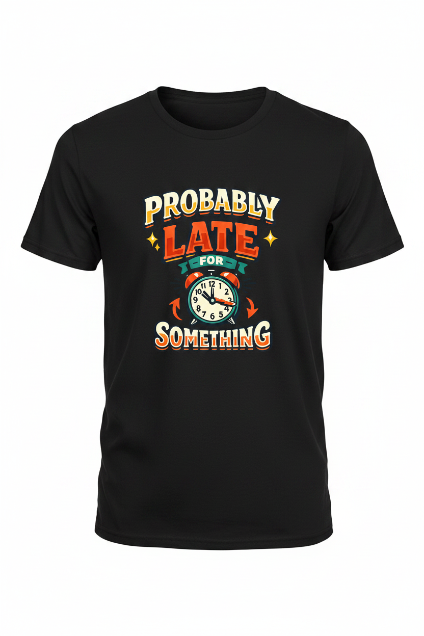 Black - Probably Late For Something T-Shirt