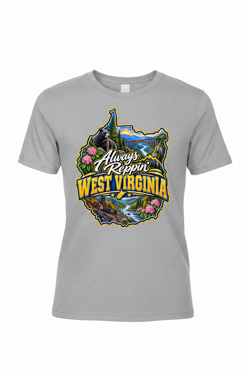 Always Reppin West Virginia T-Shirt - Grey
