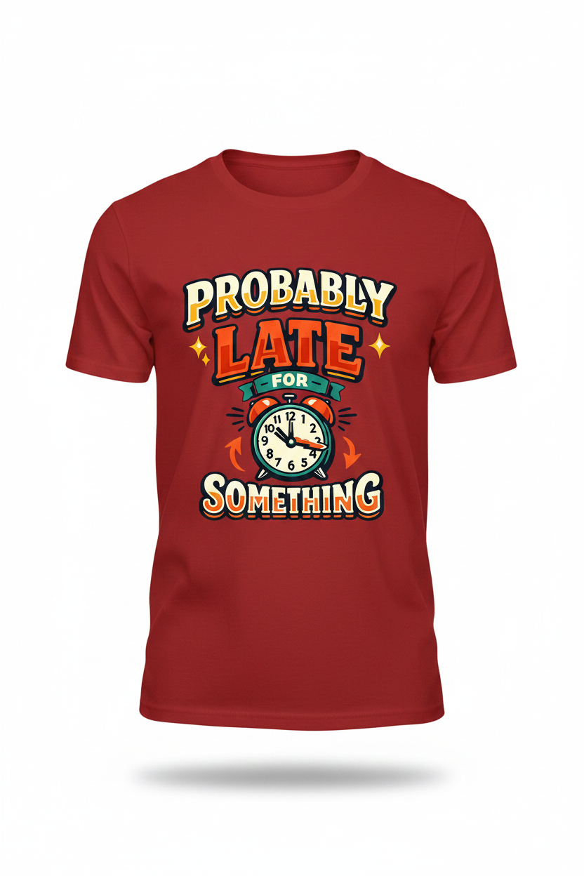 Red - Probably Late For Something T-Shirt