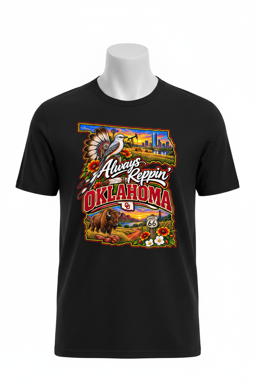 Always Reppin Oklahoma T-Shirt - Black