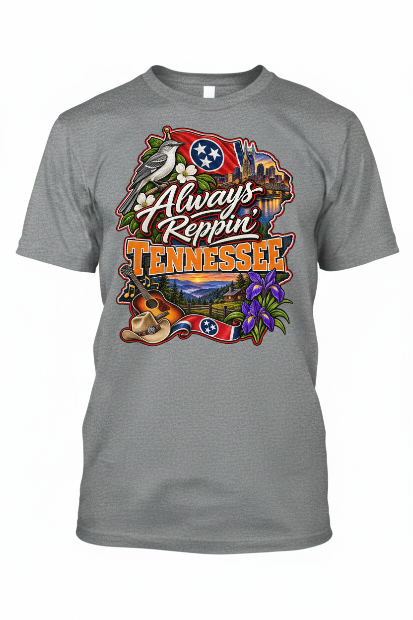 Always Reppin Tennessee T-Shirt - Grey