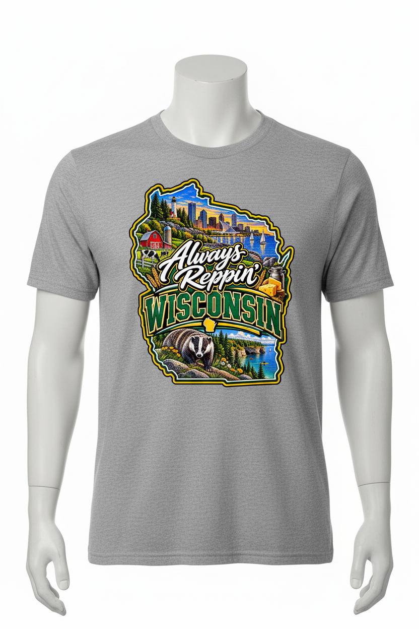 Always Reppin Wisconsin T-Shirt - Grey