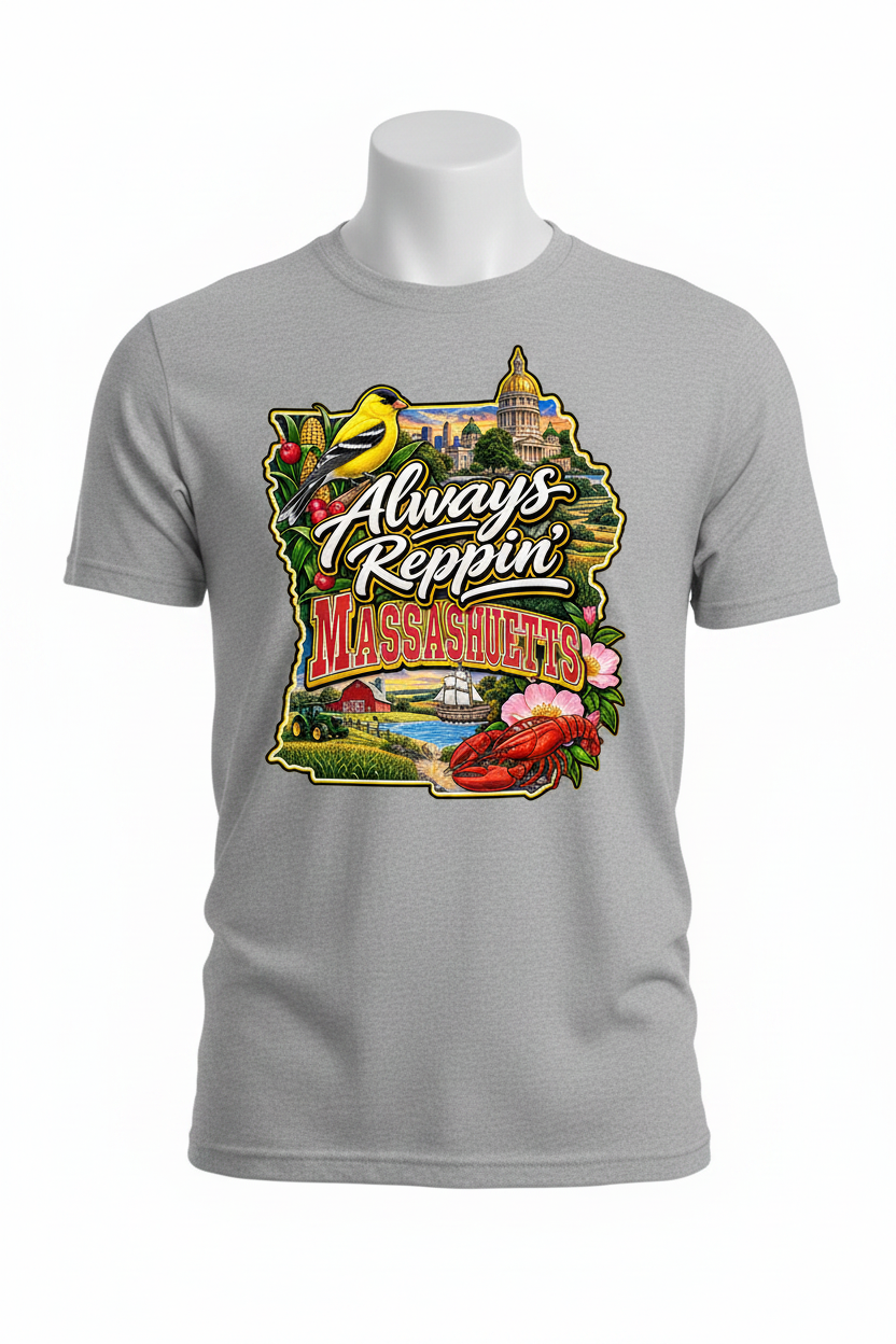Always Reppin Massachusetts T-Shirt - Grey
