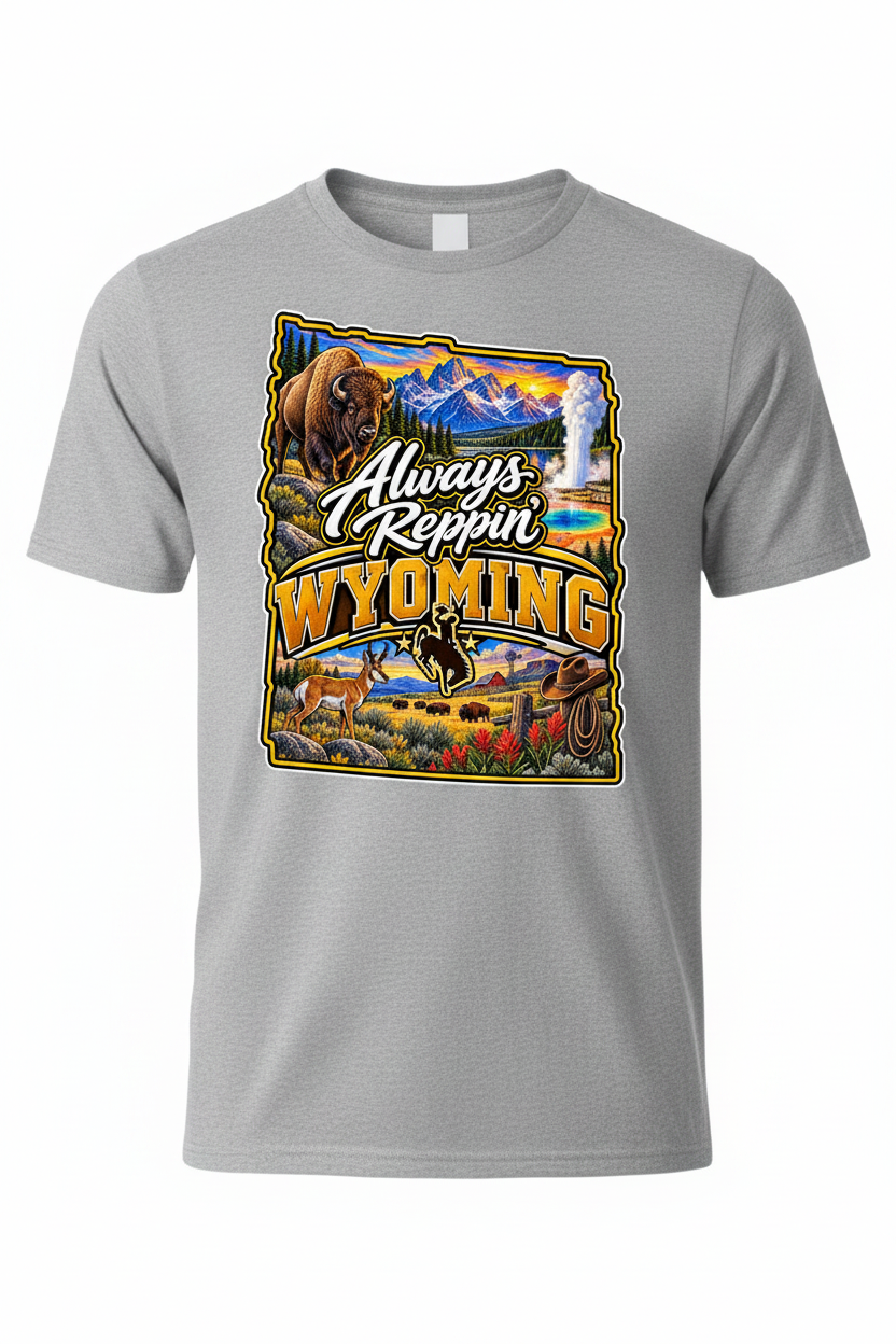 Always Reppin Wyoming T-Shirt - Grey