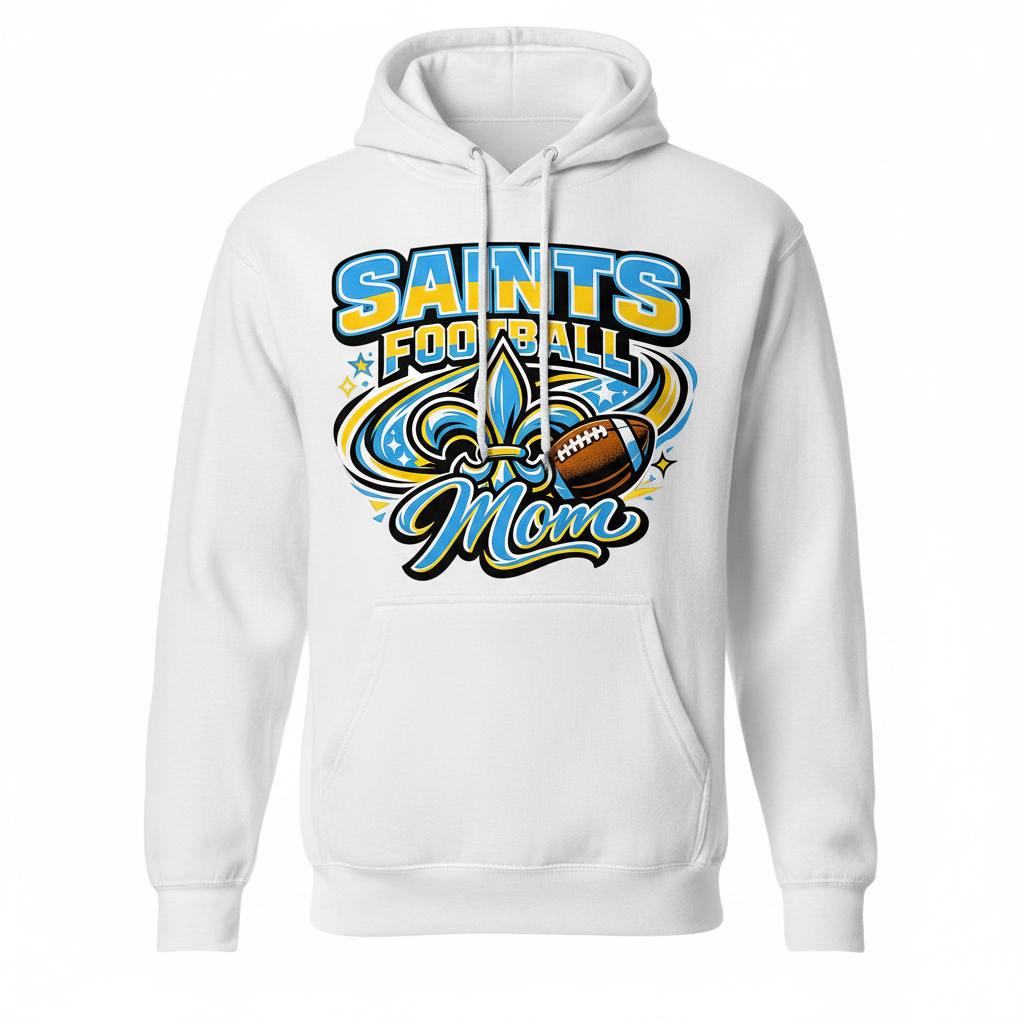 Saints Football Mom Hoodie - White
