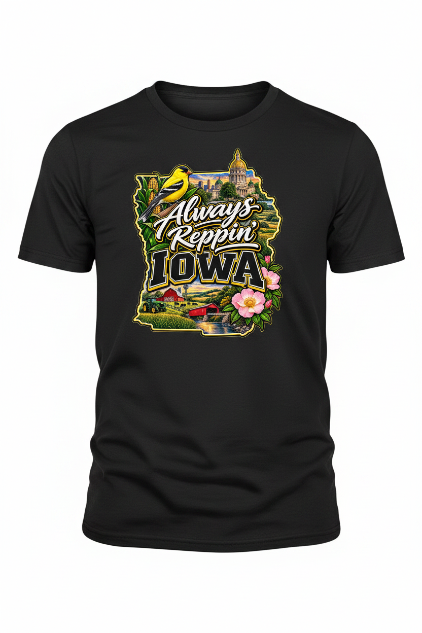 Always Reppin Iowa T-Shirt - Black
