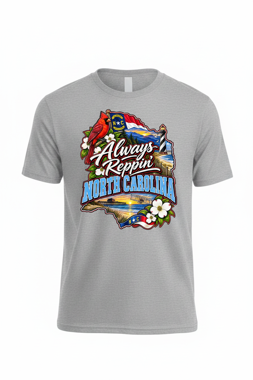 Always Reppin North Carolina T-Shirt - Grey