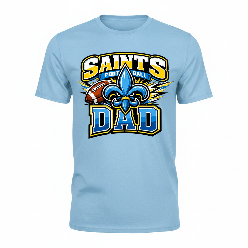 Saints Football Dad T-Shirt - Light Blue