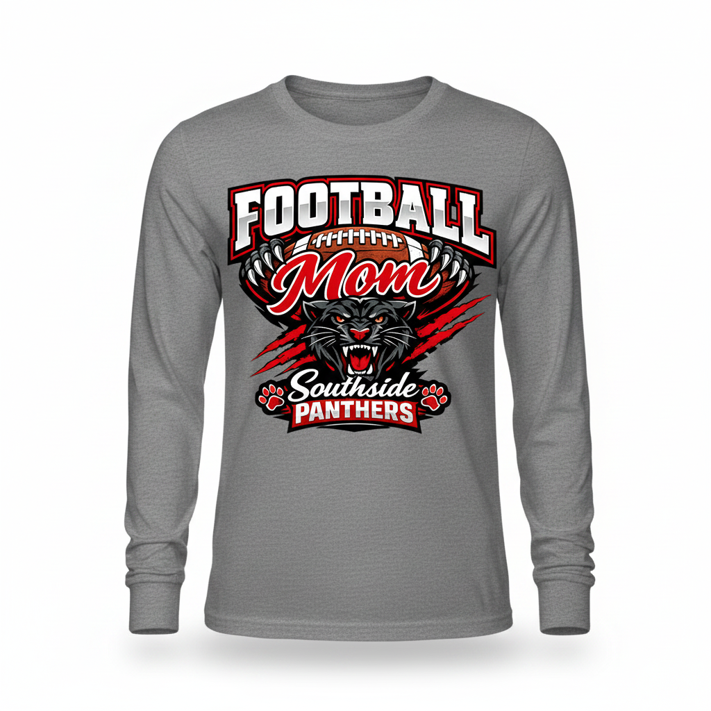 Football Mom Long Sleeve - Gray