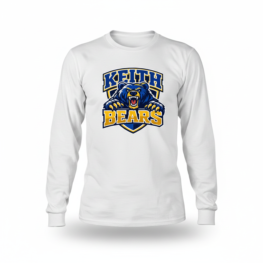 Keith Bears Custom Print Long Sleeve T-Shirt - White