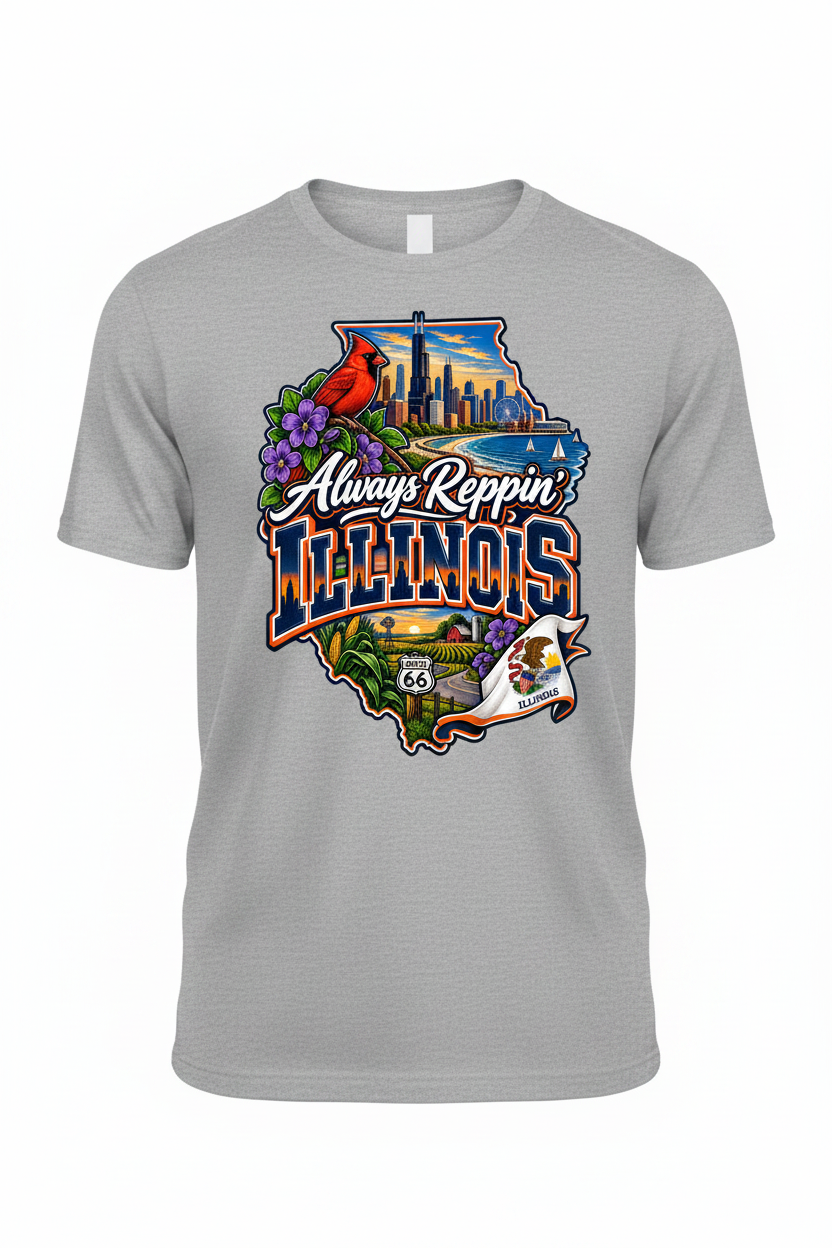 Always Reppin Illinois T-Shirt - Grey