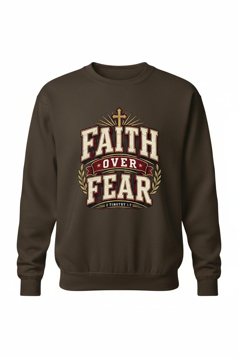 Faith Over Fear Sweatshirt - Brown