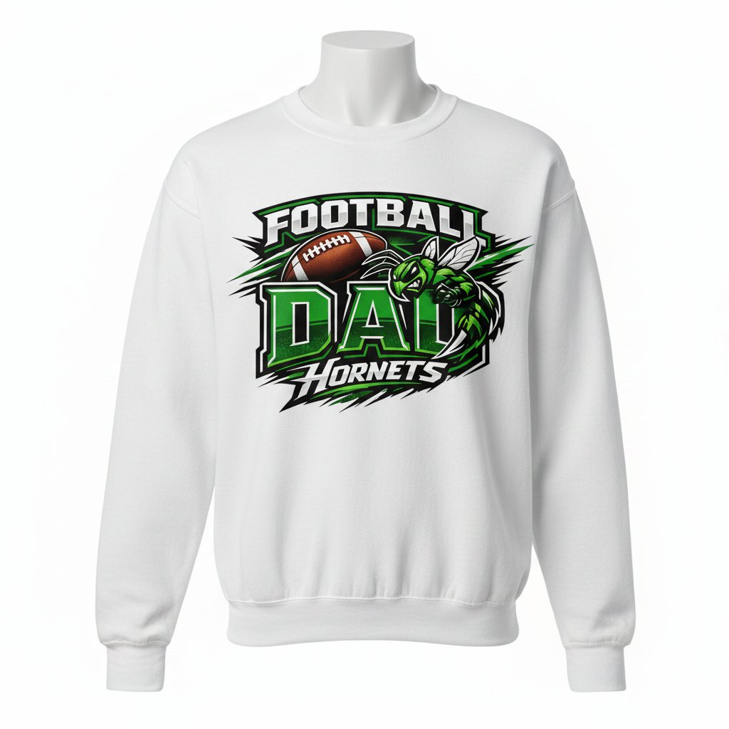Hornets Football Dad Crewneck - White