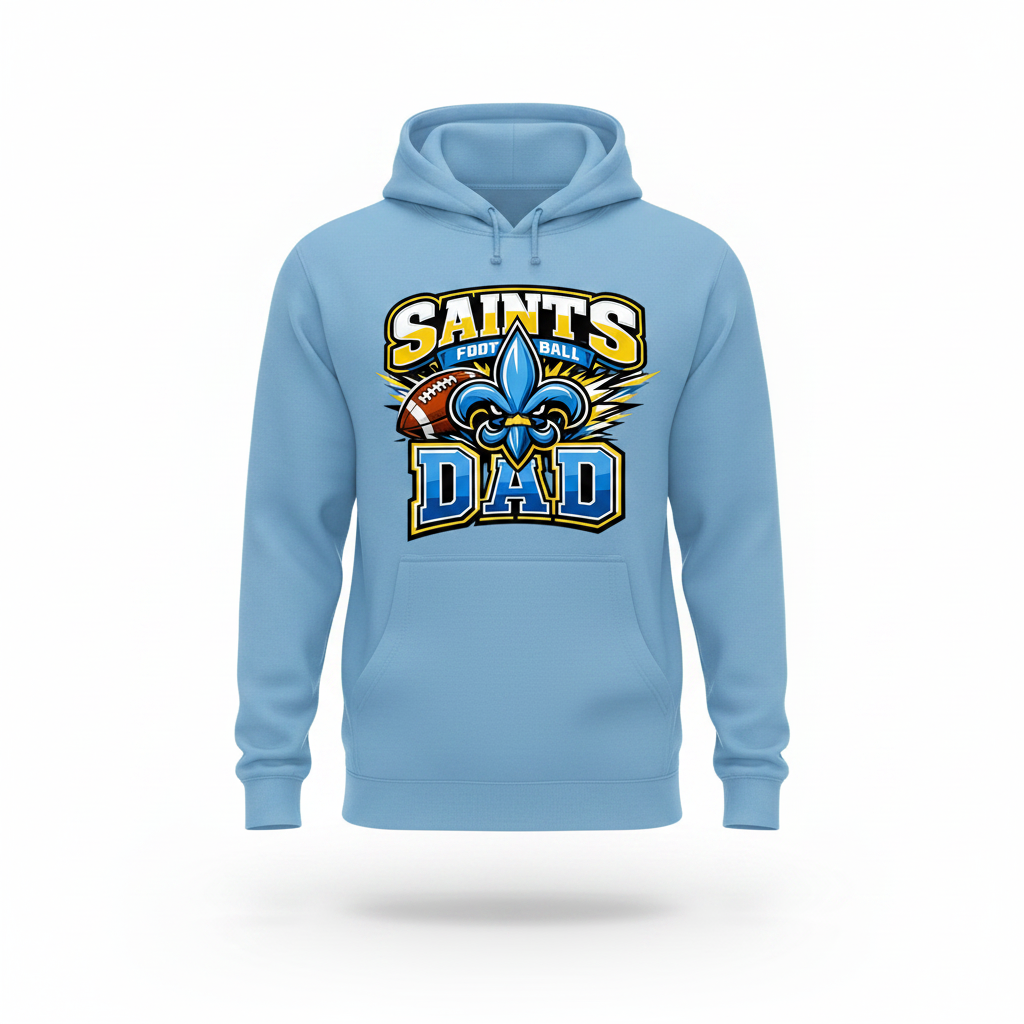 Saints Football Dad Hoodie - Light Blue