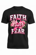Black - Faith Over Fear Breast Cancer Awareness T-Shirt