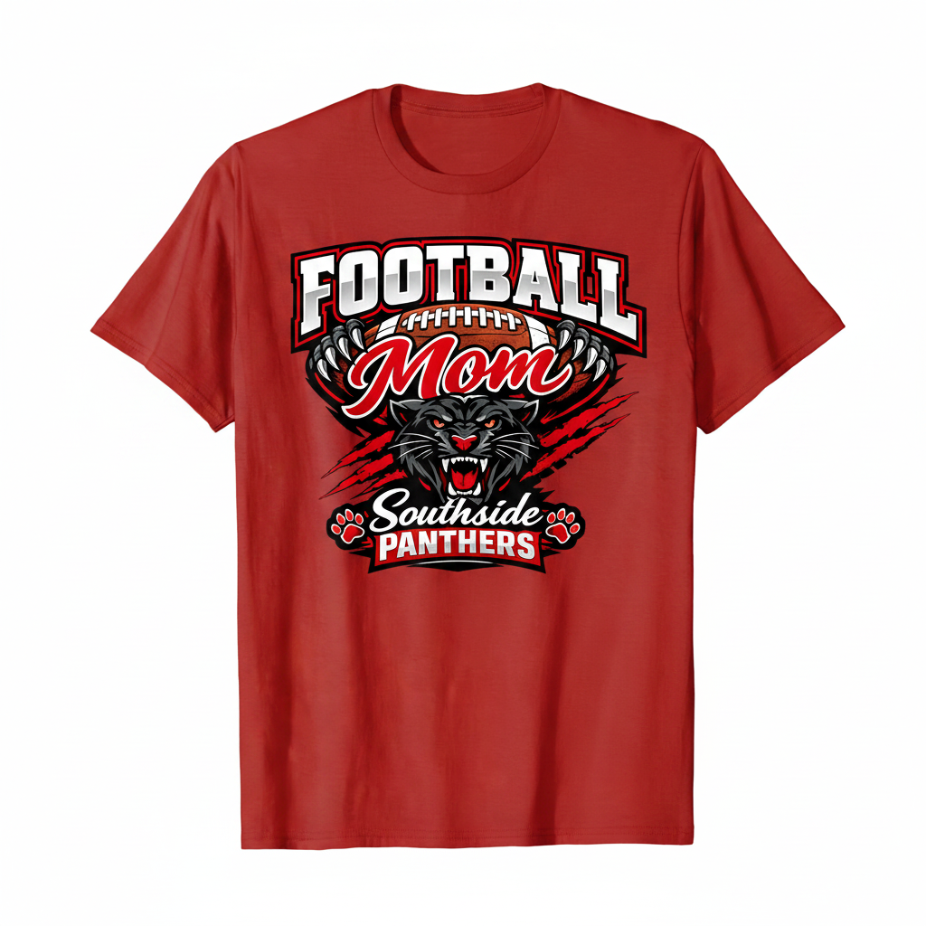 Football Mom T-Shirt - Red