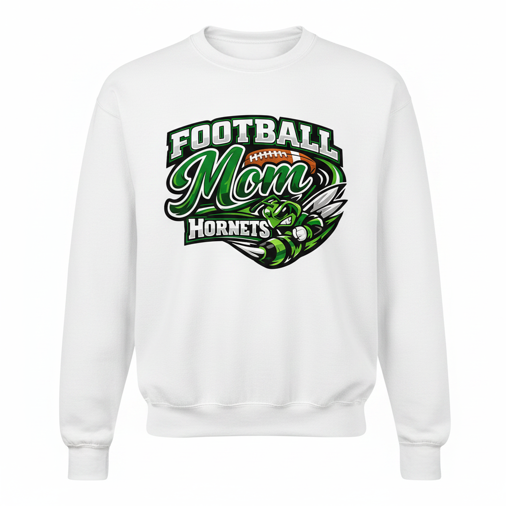 Hornets Football Mom Crewneck - White