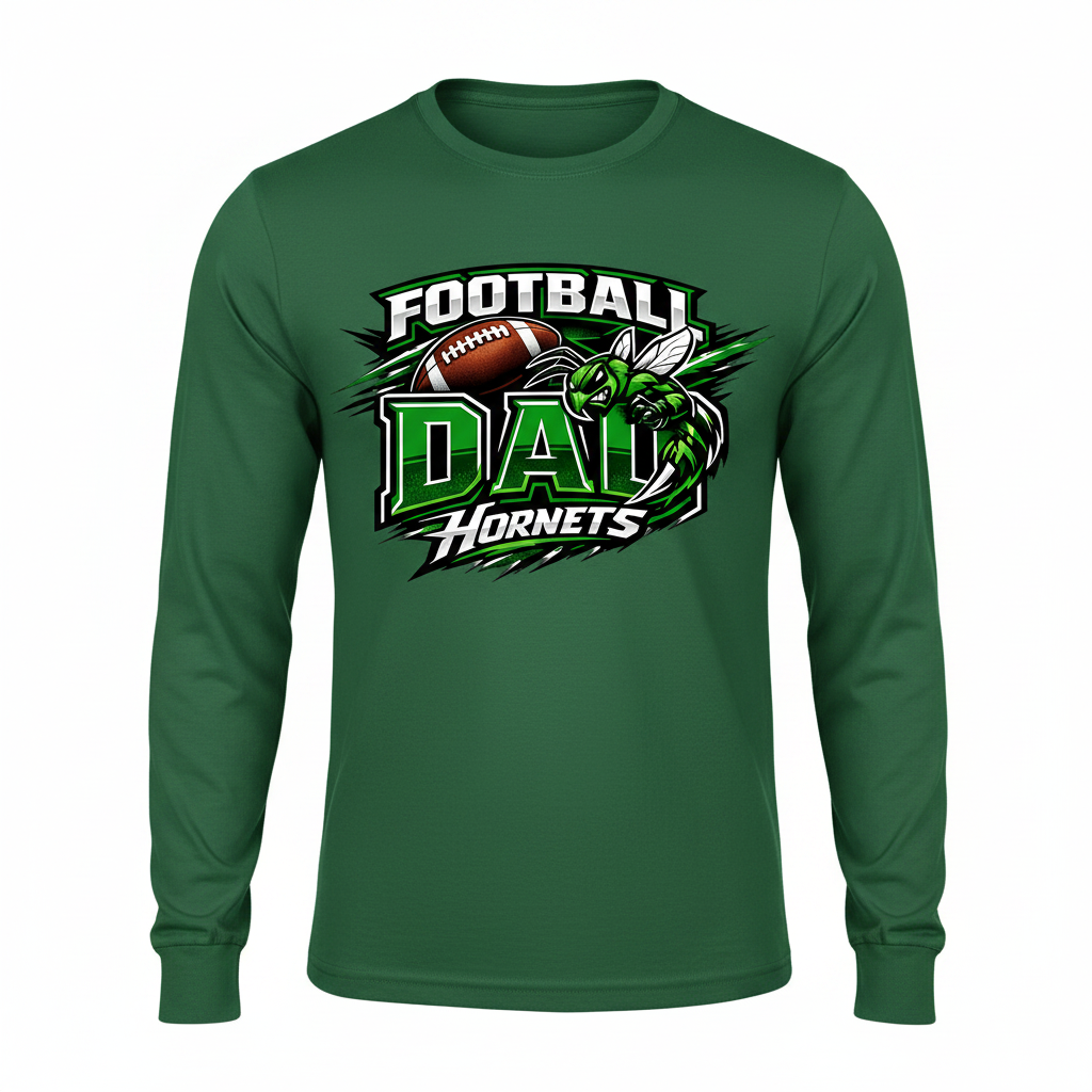 Hornets Football Dad Long Sleeve - Green