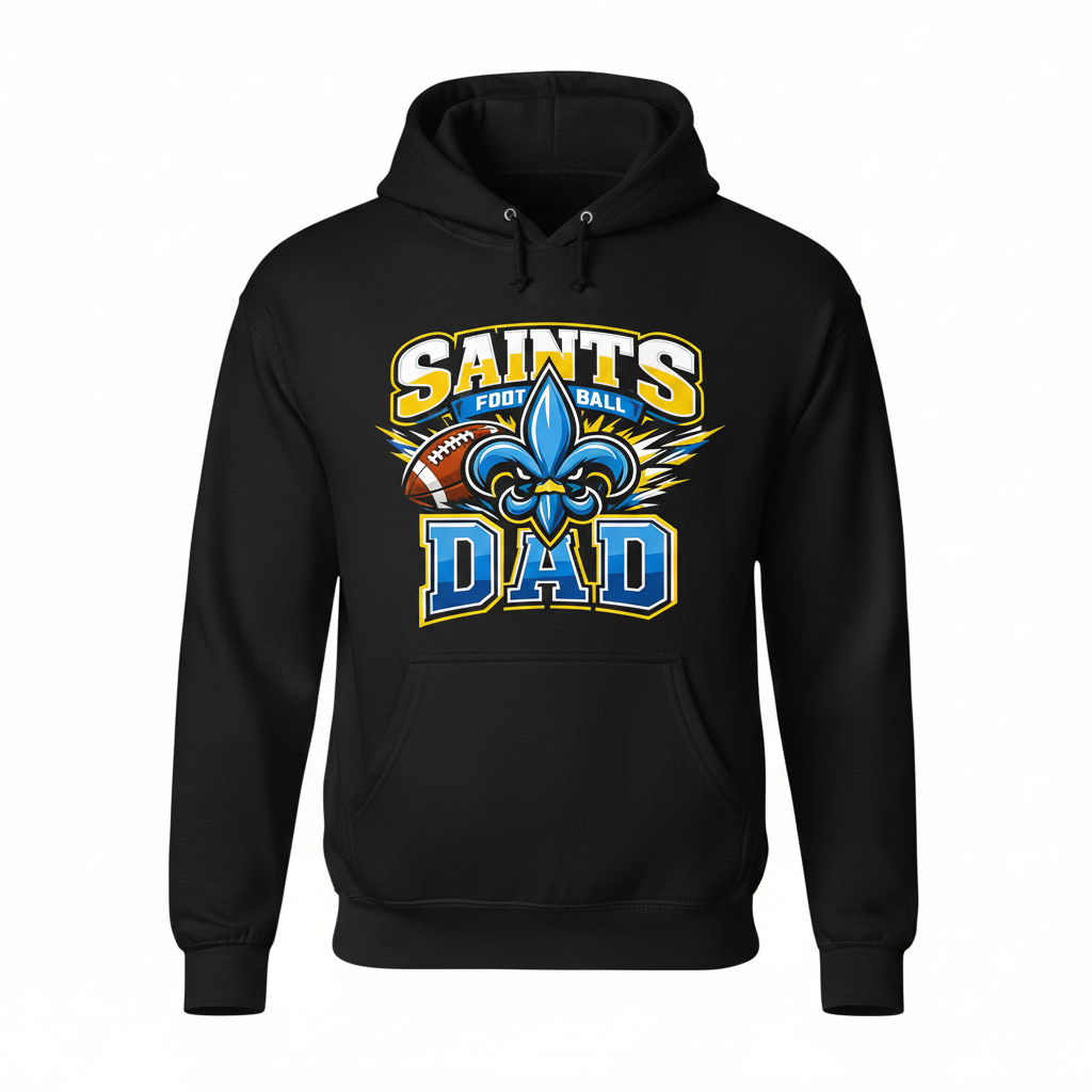 Saints Football Dad Hoodie - Black