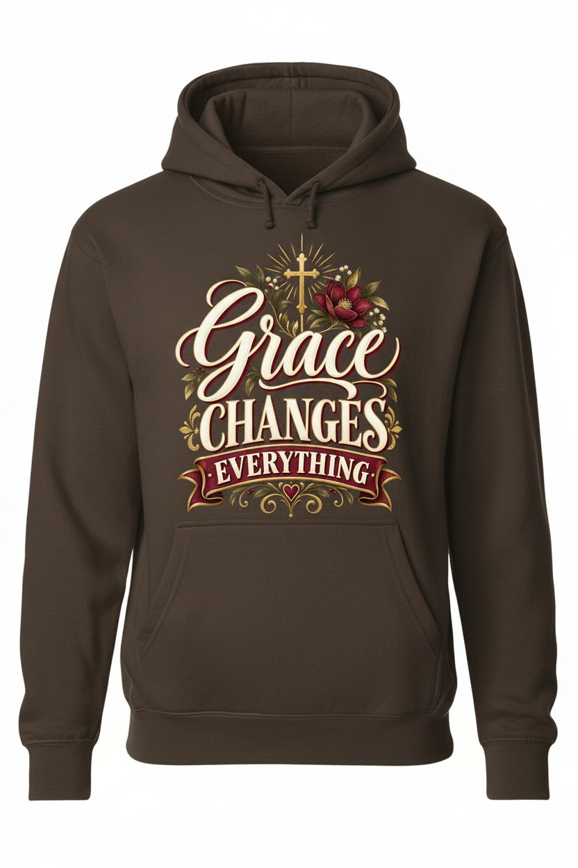 Grace Changes Everything Hoodie - Brown