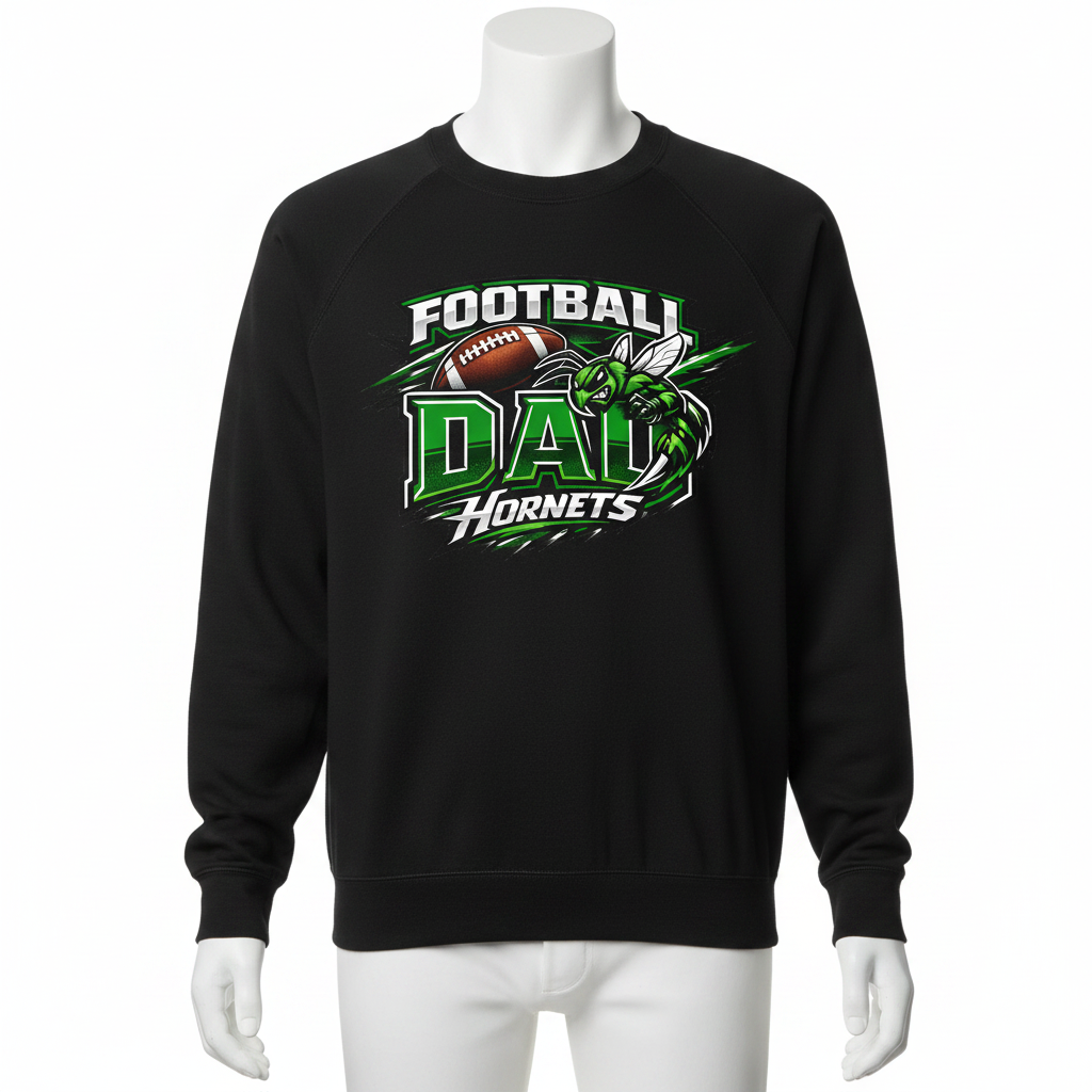 Hornets Football Dad Crewneck - Black