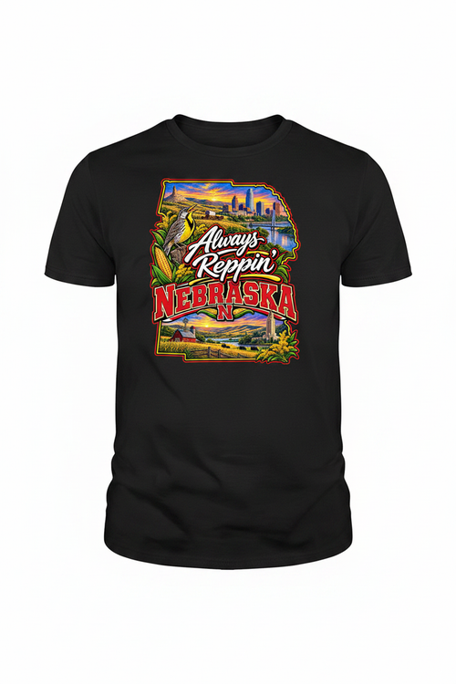 Always Reppin Nebraska T-Shirt - Black