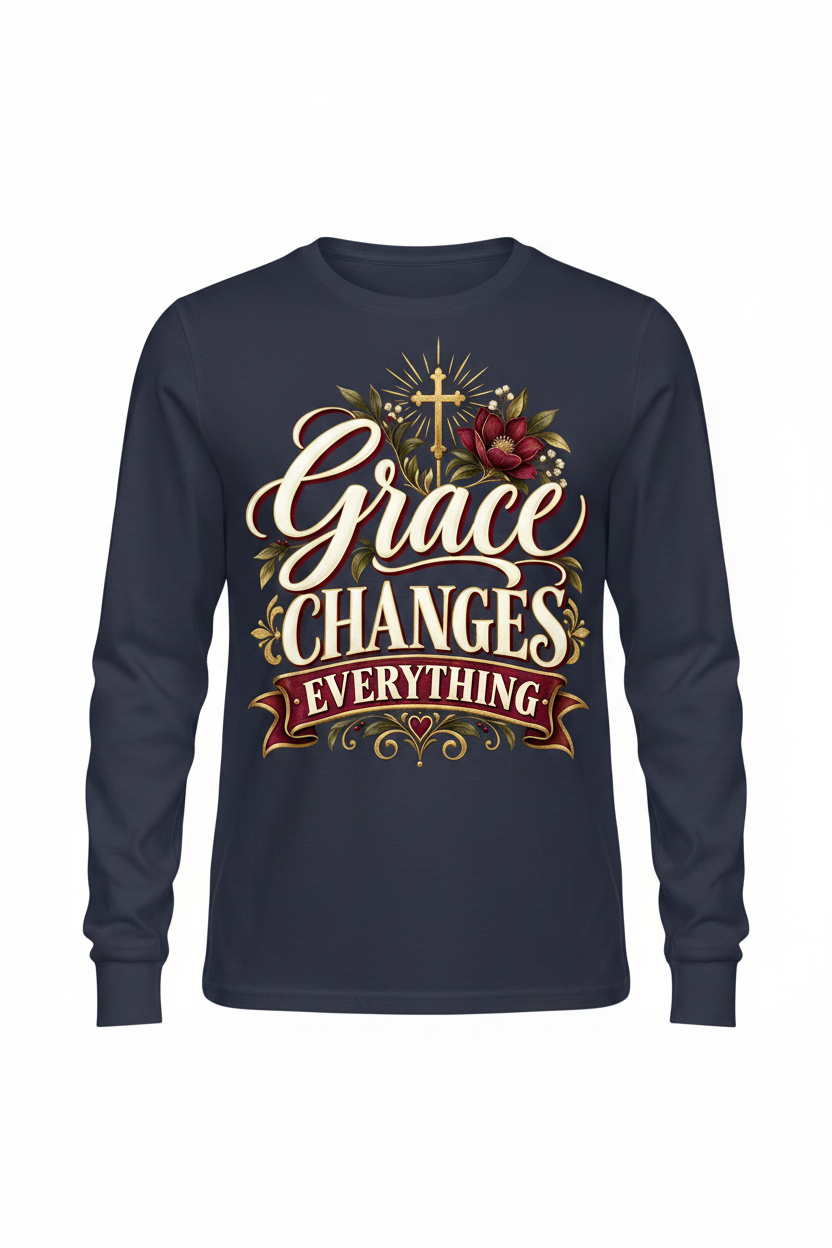 Grace Changes Everything Long Sleeve - Navy