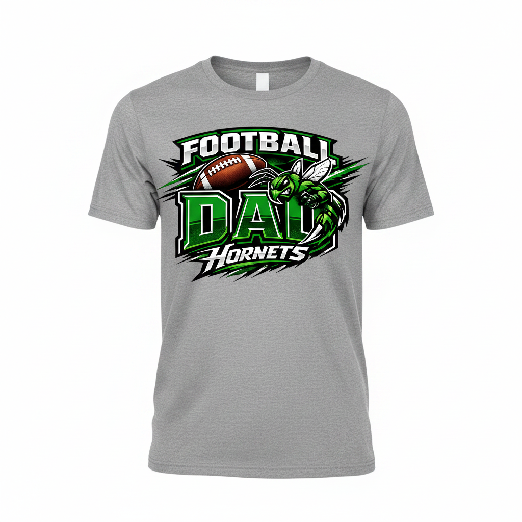 Hornets Football Dad T-Shirt - Gray