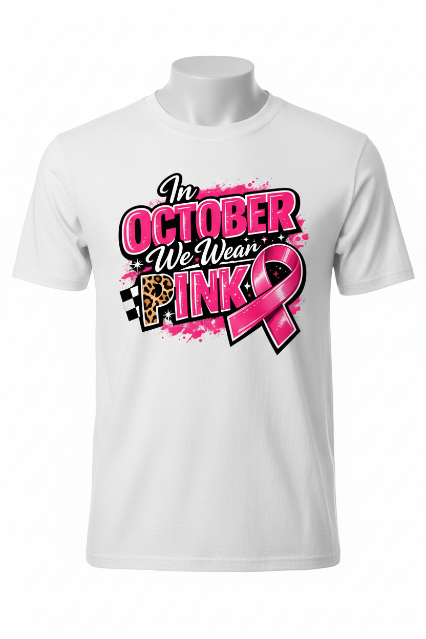 White - In October We Wear Pink T-Shirt