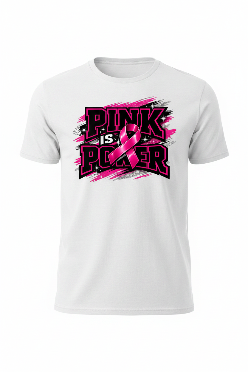 White - Pink Is Power T-Shirt