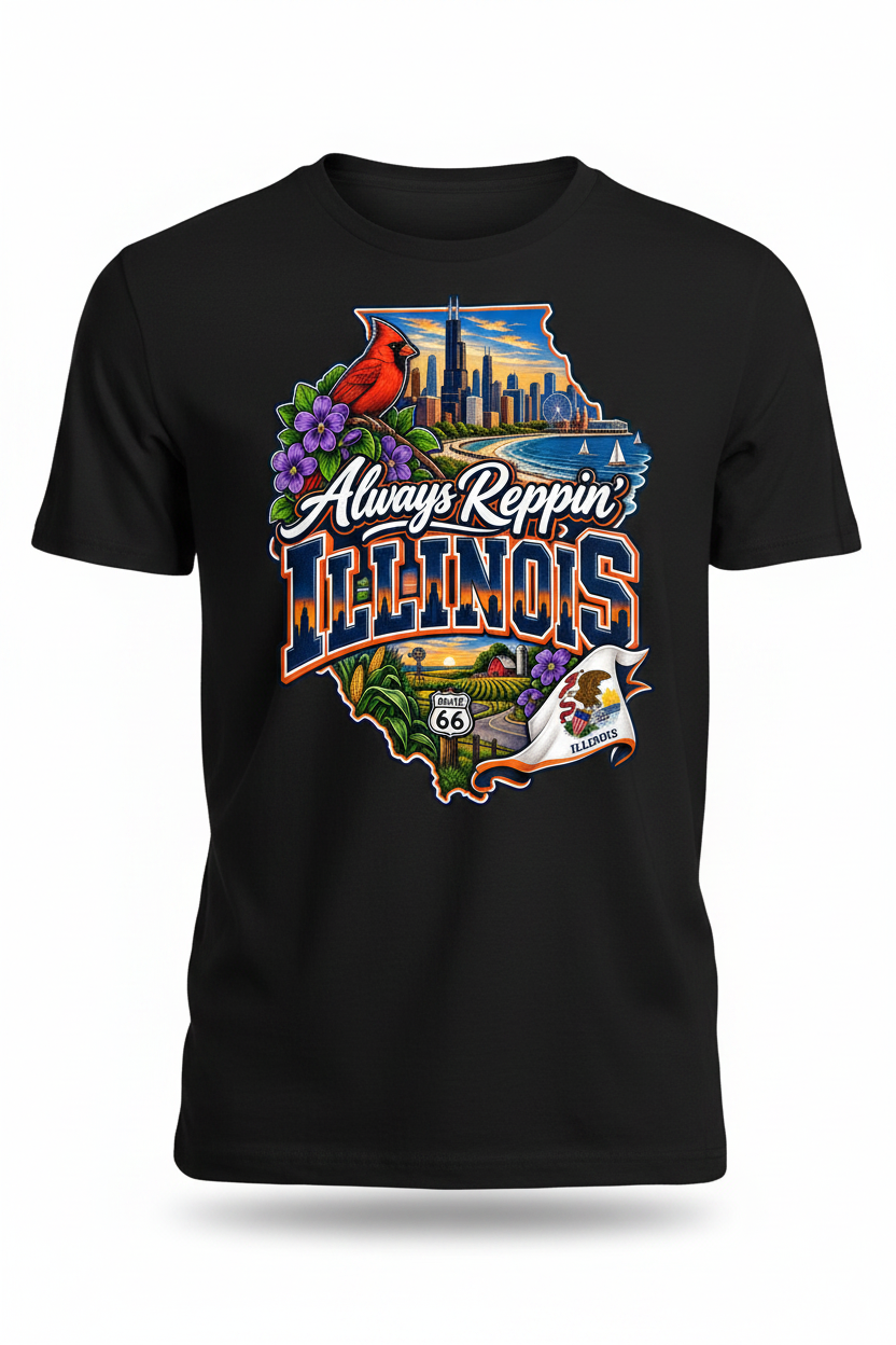 Always Reppin Illinois T-Shirt - Black