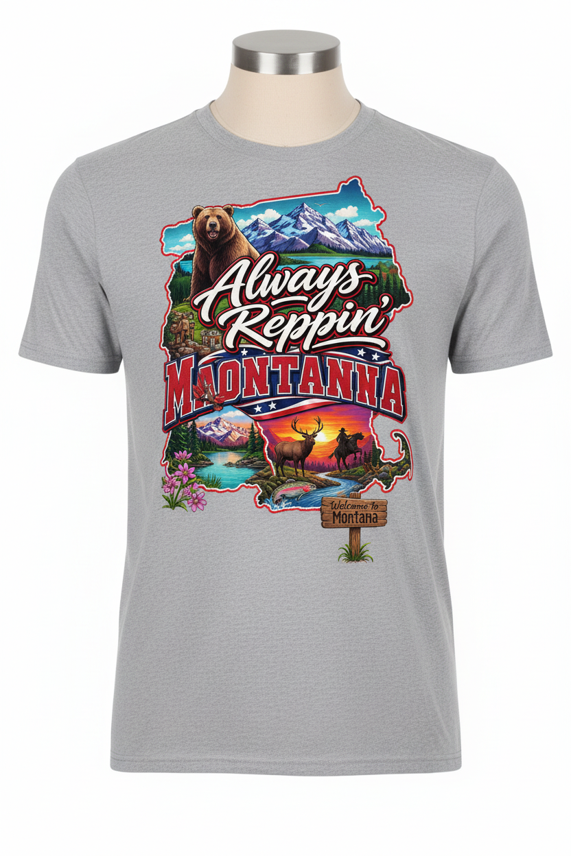 Always Reppin Montana T-Shirt - Grey